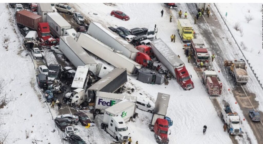 Dangerous winter road crash Colorado