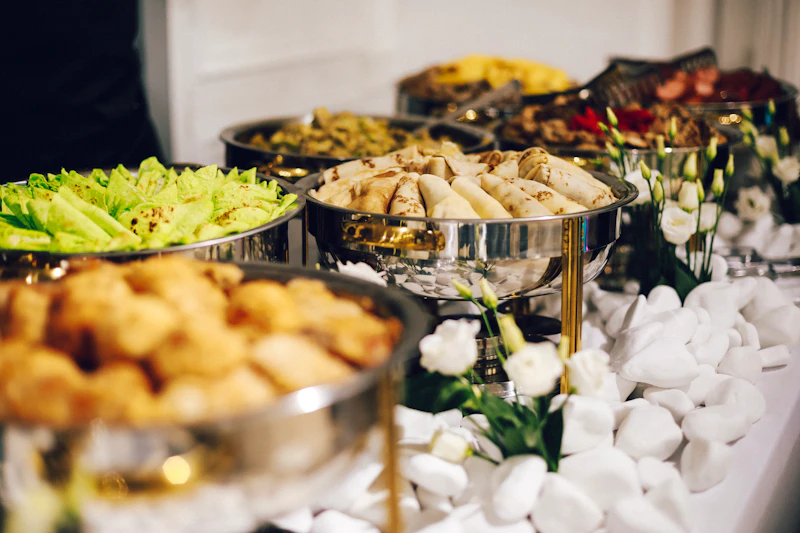 Catering buffet trays — illustrative catering menu photo